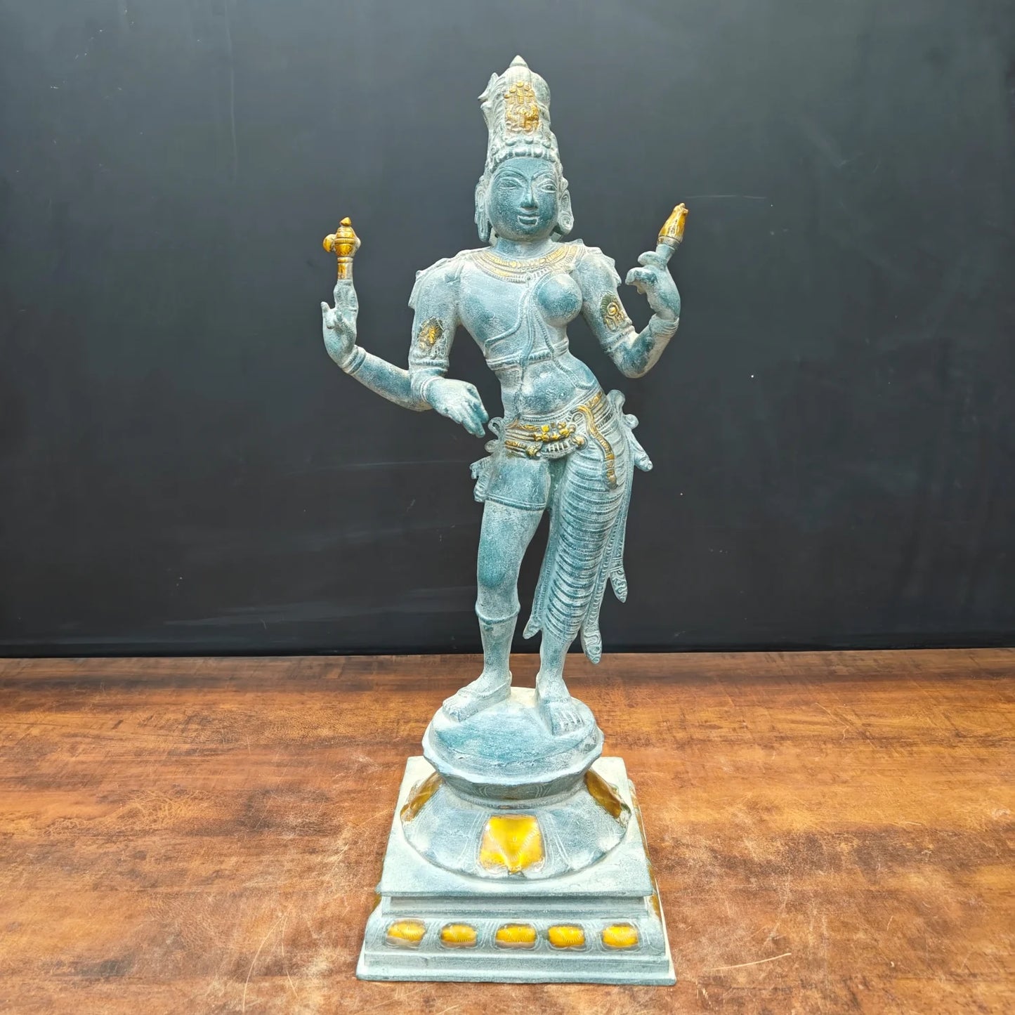 Brassaura® Handmade Brass Ardhanarishvara Idol | Ardhanareeswara Murti for Home Temple, Living Room & Spiritual Décor | Height 24 Inches | 11.5 Kg