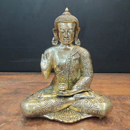 ब्रासोरा® वृंदावन वेणुगोपाल कृष्ण पीतल की प्रतिमा मोर के साथ | एंटीक नीला और सुनहरा रंग | ऊँचाई 20 इंच