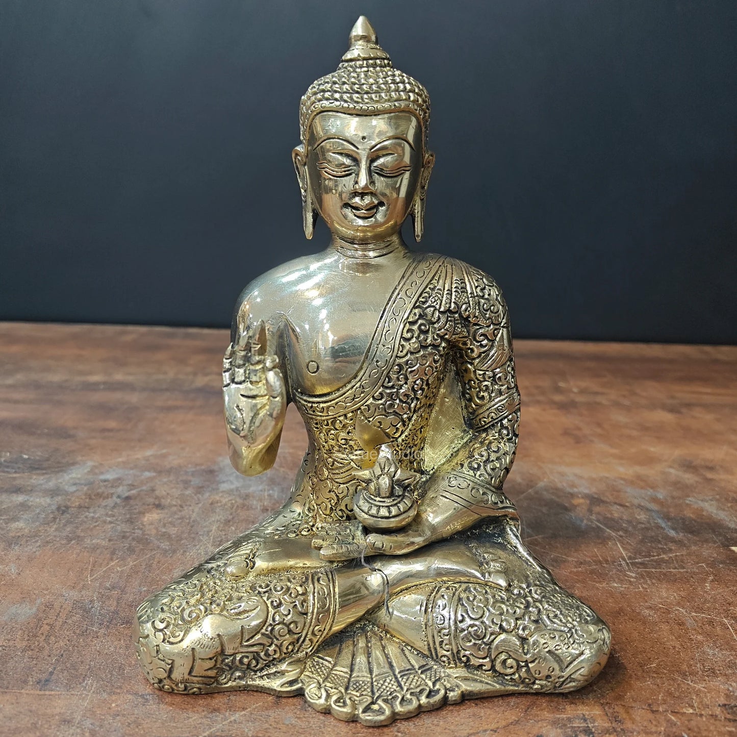 ब्रासोरा® वृंदावन वेणुगोपाल कृष्ण पीतल की प्रतिमा मोर के साथ | एंटीक नीला और सुनहरा रंग | ऊँचाई 20 इंच