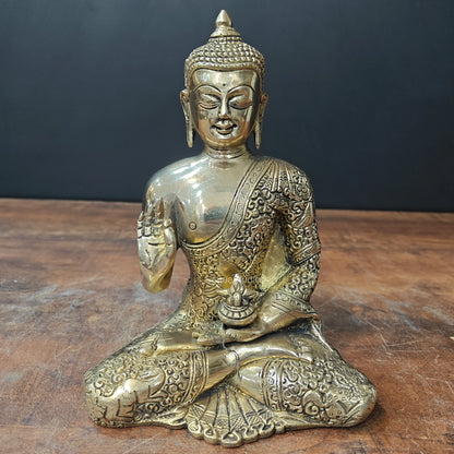 ब्रासोरा® वृंदावन वेणुगोपाल कृष्ण पीतल की प्रतिमा मोर के साथ | एंटीक नीला और सुनहरा रंग | ऊँचाई 20 इंच