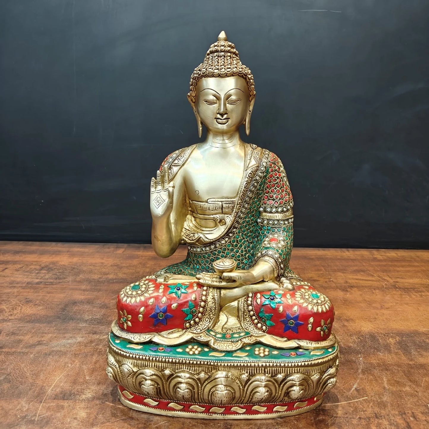 Brassaura® Handmade Brass Meditating Buddha Idol | Decorative Buddha Statue for Home, Office, Living Room & Meditation Décor | Height 16 Inches | 11 Kg