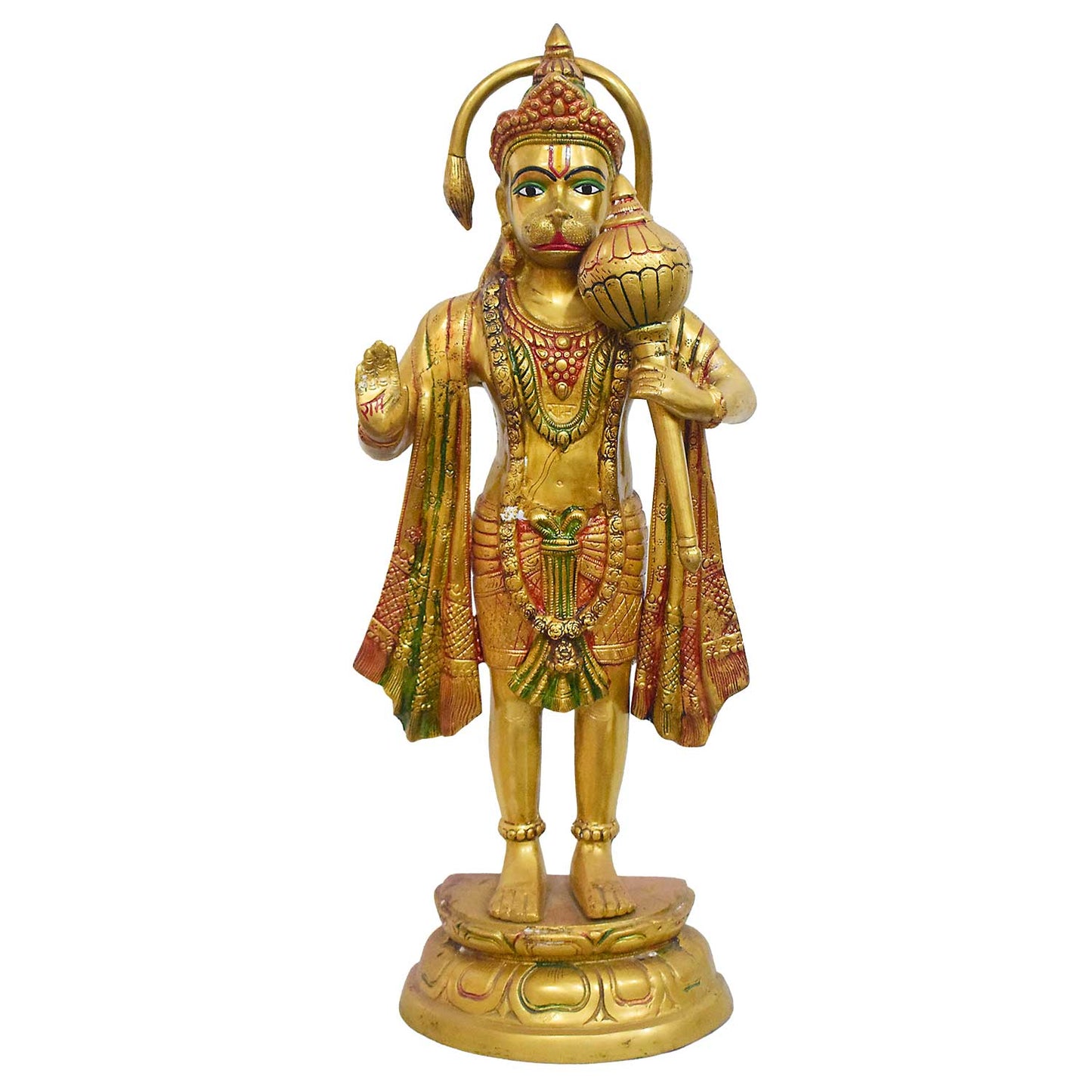 ब्रासोरा® वृंदावन वेणुगोपाल कृष्ण पीतल की प्रतिमा मोर के साथ | एंटीक नीला और सुनहरा रंग | ऊँचाई 20 इंच