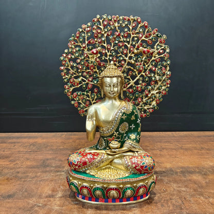 ब्रासोरा® वृंदावन वेणुगोपाल कृष्ण पीतल की प्रतिमा मोर के साथ | एंटीक नीला और सुनहरा रंग | ऊँचाई 20 इंच