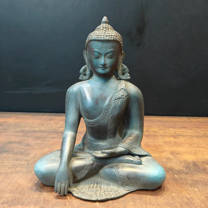 Brassaura® Brass Meditating Buddha Statue | Handcrafted Buddha Idol for Home Temple, Office, Meditation & Spiritual Décor | 12 Inches | 6.2 Kg