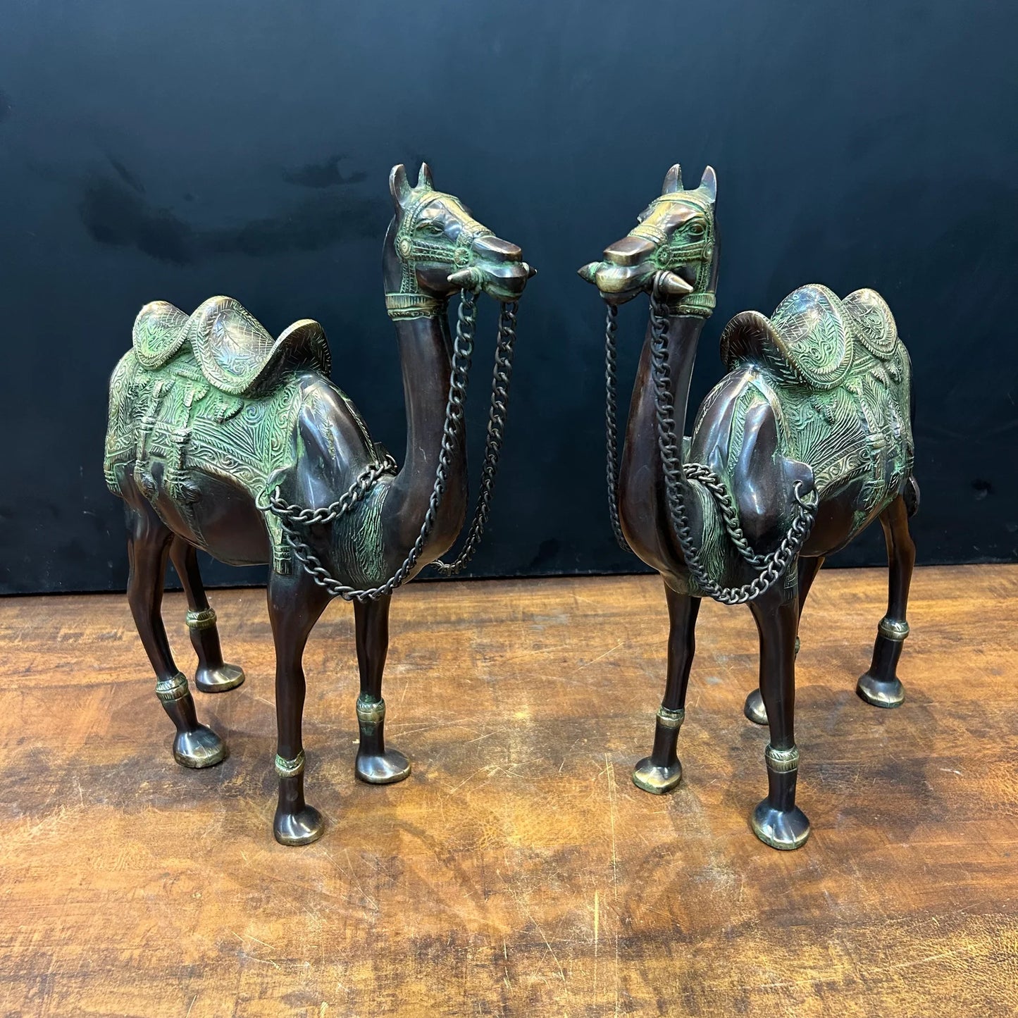 Brassaura® Brass Camel Statue Set | Handcrafted Decorative Camel Figurines for Living Room, Home Décor & Office Showpiece | 17 Inches | 15.8 Kg
