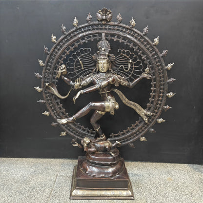 Brassaura® Brass Nataraja Statue | Lord Shiva Nataraj Dancing Idol with Prabhavali | Handcrafted Premium Brass Murti for Home Temple, Spiritual Décor & Gifting | 48 Inches | 55 Kg