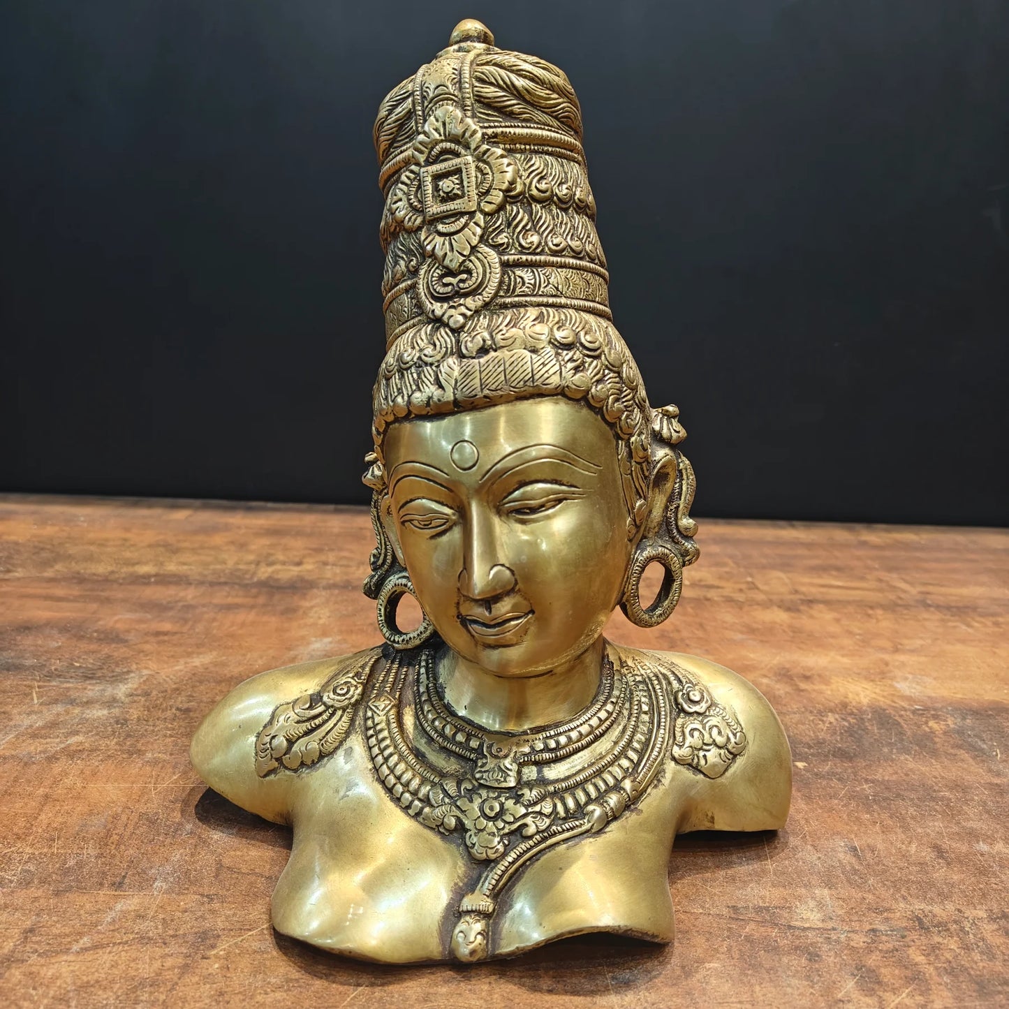 Brassaura® Brass Goddess Parvati Head Statue | Divine Parvati Bust for Home Décor, Pooja Room & Spiritual Gifting | 12 Inches | 5.2 Kg