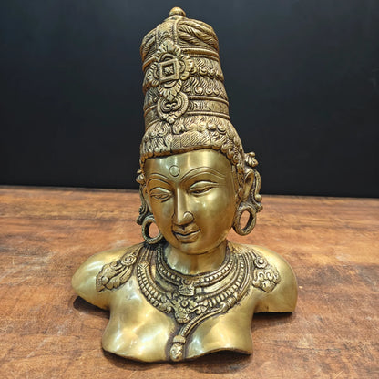 Brassaura® Brass Goddess Parvati Head Statue | Divine Parvati Bust for Home Décor, Pooja Room & Spiritual Gifting | 12 Inches | 5.2 Kg