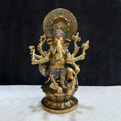Brassaura® Brass Ganesh Idol Divine Presence for Prosperity | Height 11.6 Inches
