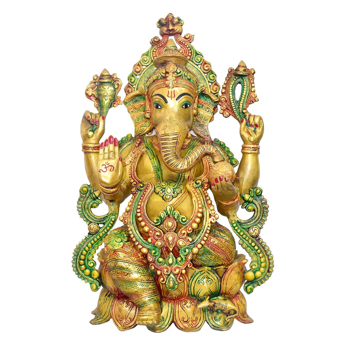 Brassaura® Brass Grand Lord Ganesha Idol Antique Finish | Height 21 Inches