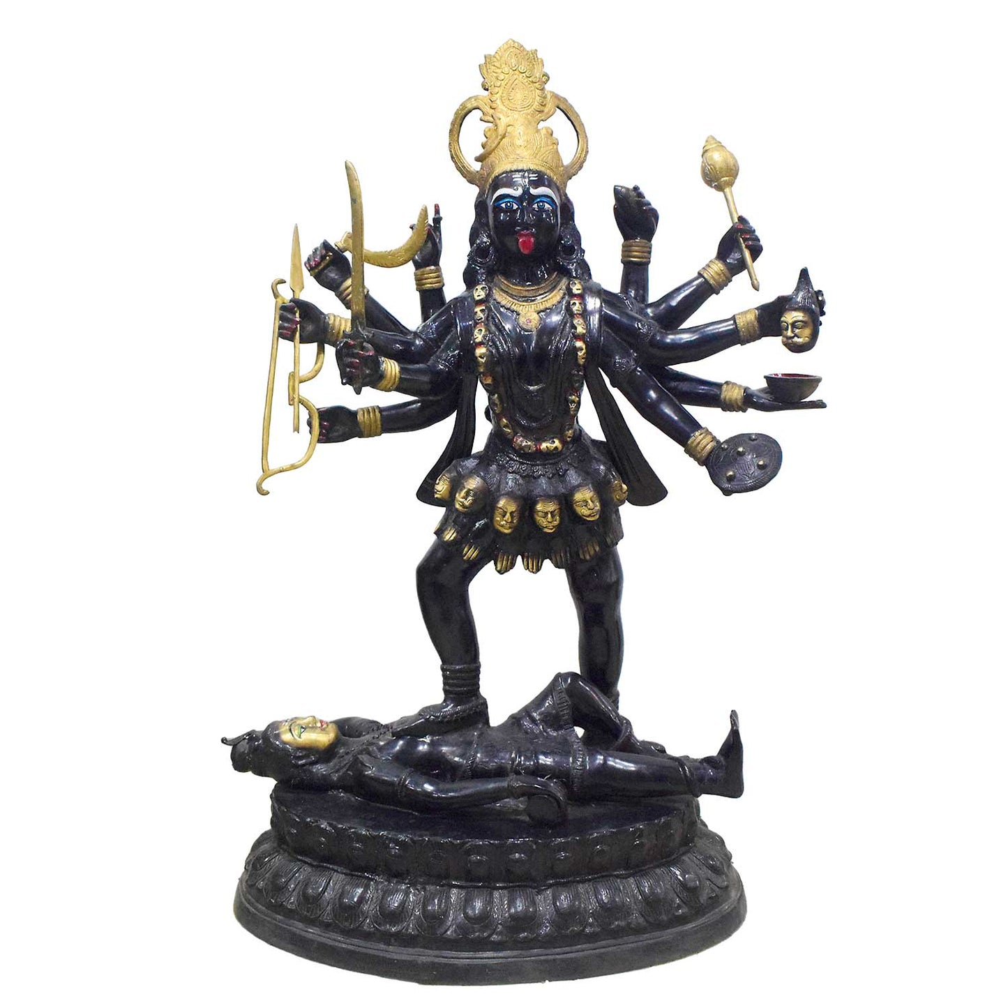 Brassaura® Brass Goddess Kali Statue Standing on Shiva | Height 43 Inches