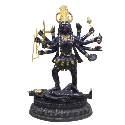 Brassaura® Brass Goddess Kali Statue Standing on Shiva | Height 43 Inches