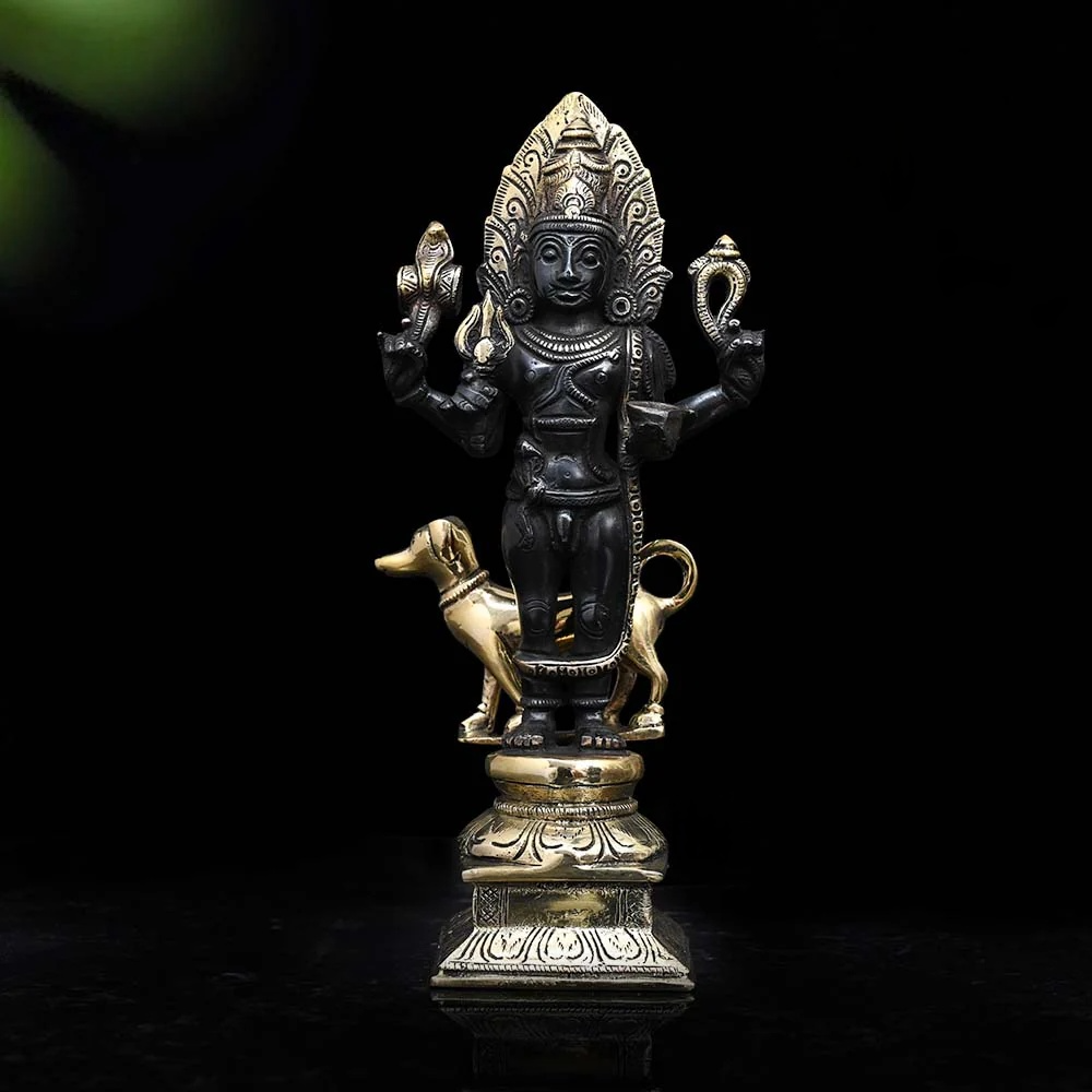 ब्रासोरा® वृंदावन वेणुगोपाल कृष्ण पीतल की प्रतिमा मोर के साथ | एंटीक नीला और सुनहरा रंग | ऊँचाई 20 इंच