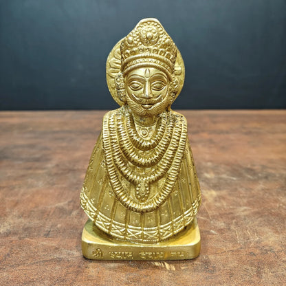 Brassaura® Brass Shyam Devay Namah Bust Statue | Traditional Devotional Brass Sculpture | Sacred Brass Idol for Home Temple, Spiritual Décor & Gifting | 6 Inches | 1.1 Kg