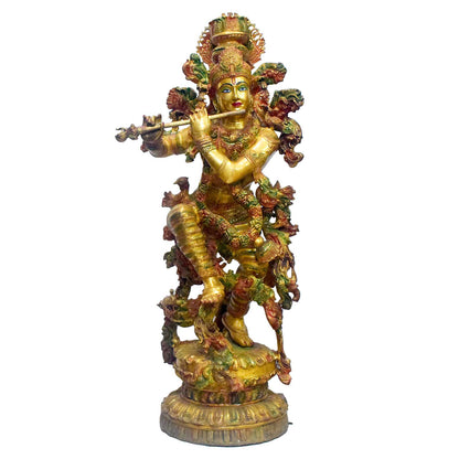Brassaura® Brass Lord Krishna Statue | Height 43 Inches