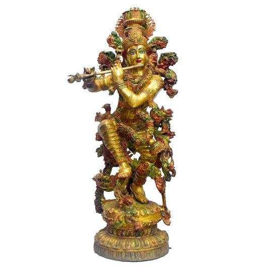 Brassaura® Brass Lord Krishna Statue | Height 43 Inches