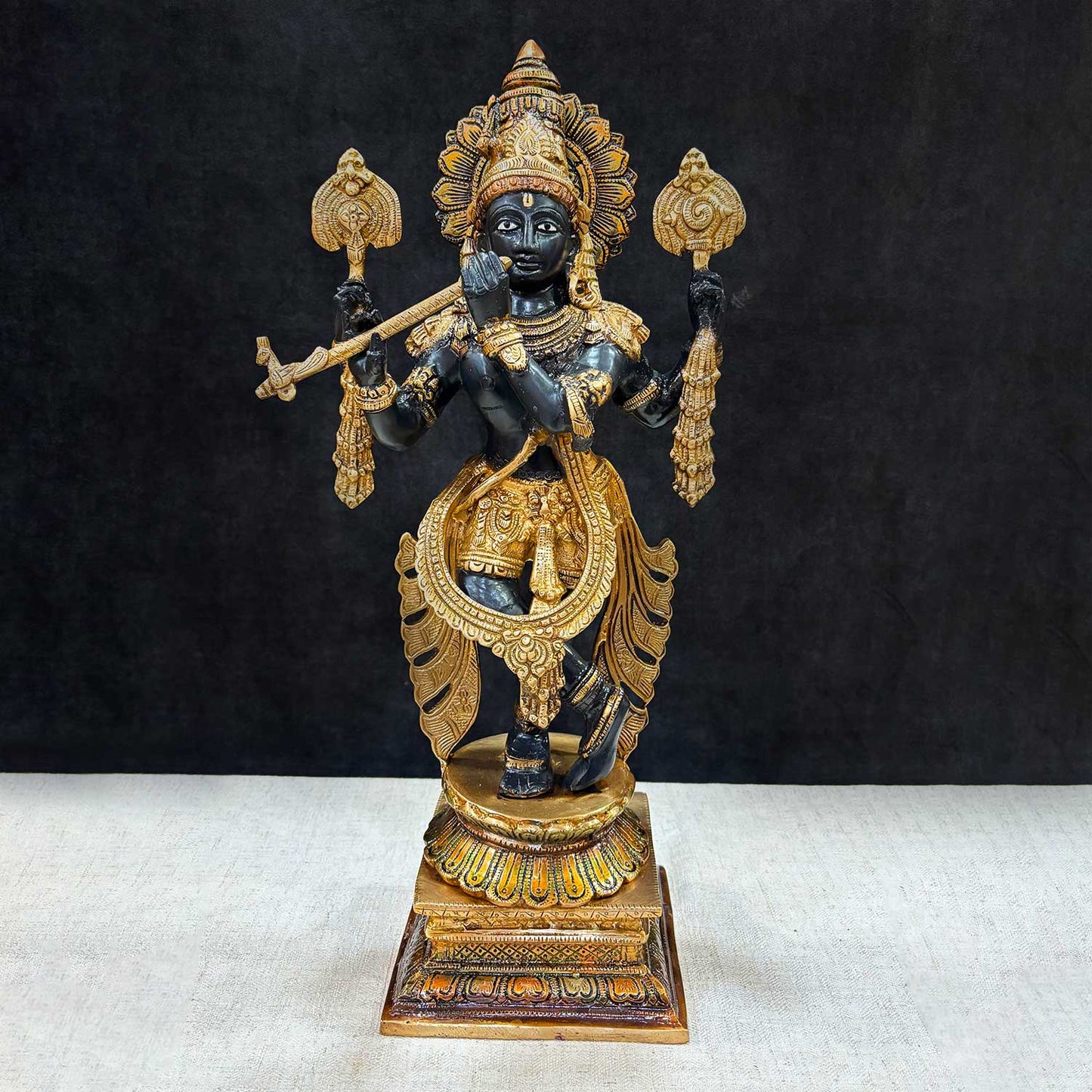 Brassaura® Brass Chola Krishna Sculpture | Height 19 Inches