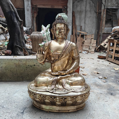 Brassaura® Meditating Buddha Brass Statue | Monumental Handcrafted Spiritual Sculpture | Height 46 Inches & Weight 85 Kgs