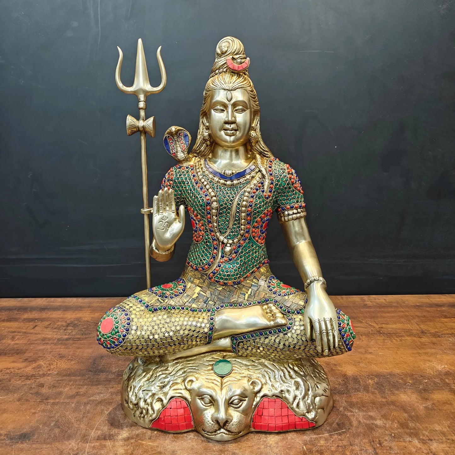 Brassaura® Handmade Brass Meditating Lord Shiva Idol | Shiv Shankar Murti for Home Temple, Living Room & Spiritual Décor | Height 24 Inches | 17.5 Kg