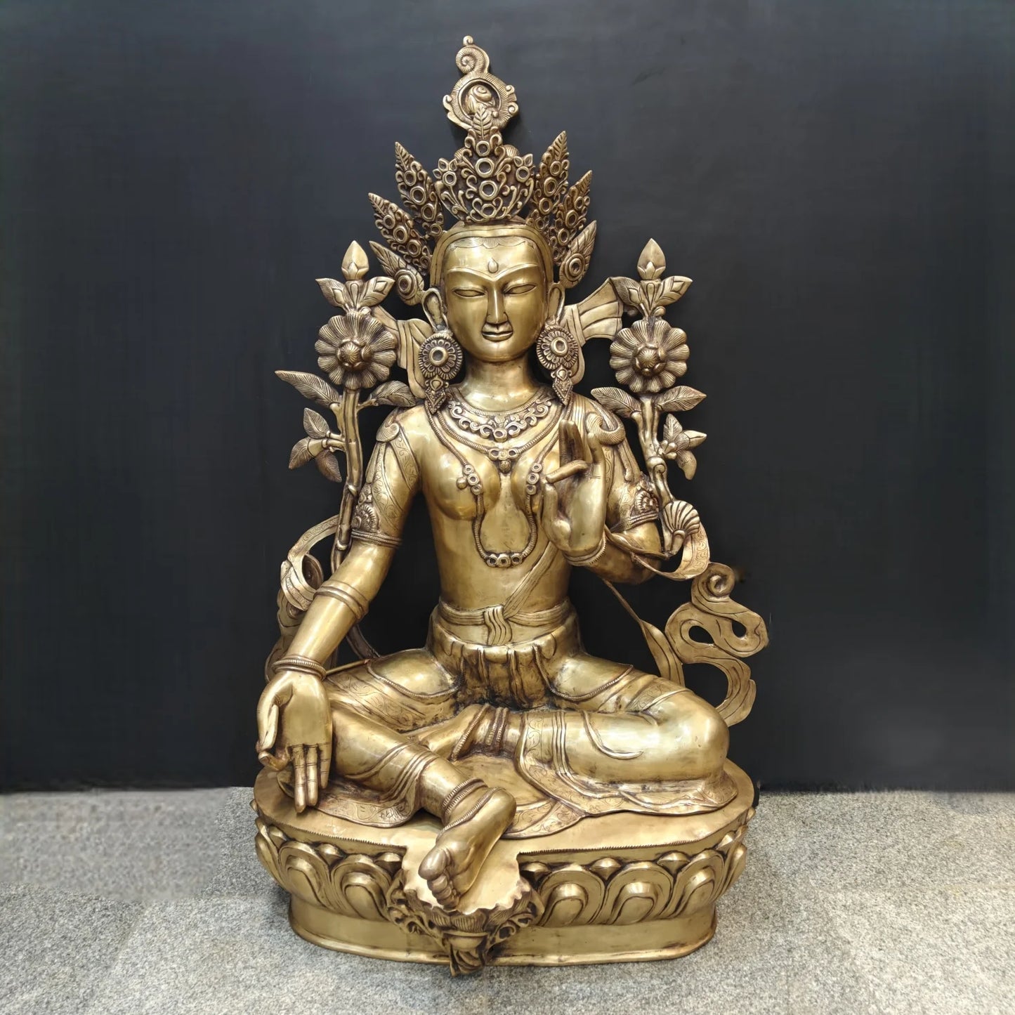 Brassaura® Brass White Tara Statue | Tibetan Buddhist Goddess of Compassion & Longevity | Handcrafted Brass Idol for Meditation, Spiritual Décor & Sacred Spaces | 62 Inches | 145 Kg