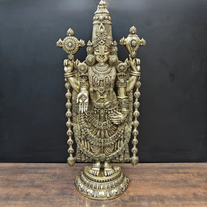 Brassaura® Tirupati Balaji Brass Statue | Sacred Handcrafted Temple Sculpture | Height 47 Inches & Weight 43 Kgs