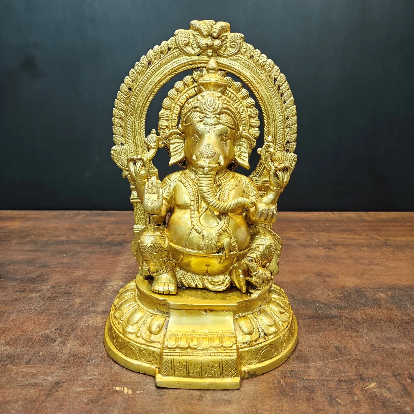 Brassaura® Brass Lord Ganesha Statue | Ganpati Bappa Murti for Home Temple, Pooja Room & Spiritual Décor | Handcrafted Brass Idol | 11 Inches | 5.5 Kg