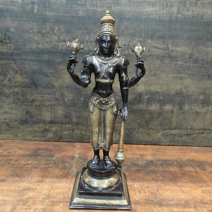 Brassaura® Standing Lord Vishnu Brass Idol | Handcrafted Vishnu Murti for Home Temple, Spiritual Décor & Vastu | 20 Inches | 7 Kg