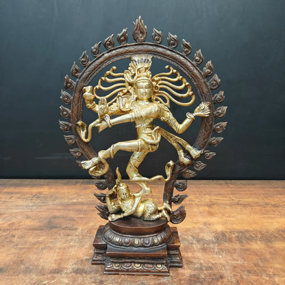 Brassaura® Brass Nataraja Statue | Lord Shiva Dancing Idol with Prabhamandala | Handcrafted Brass Shiv Tandav Murti for Home Temple, Office & Spiritual Décor | 20 Inches | 8.5 Kg