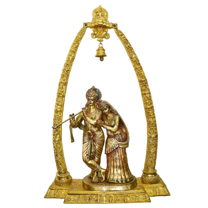 Brassaura® Brass Shri Radha-Krishna Murti with Prem Mandap & Ghanti Shringar | Height 44 Inches