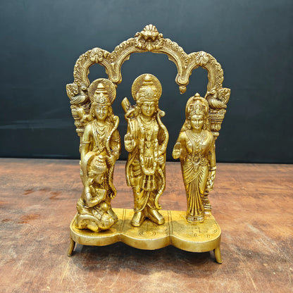 Brassaura® Brass Ram Darbar Idol with Lord Rama, Sita, Lakshman & Hanuman | Handcrafted Brass Murti for Home Temple, Pooja Room, Spiritual Décor & Gifting | 12 Inches | 4 Kg