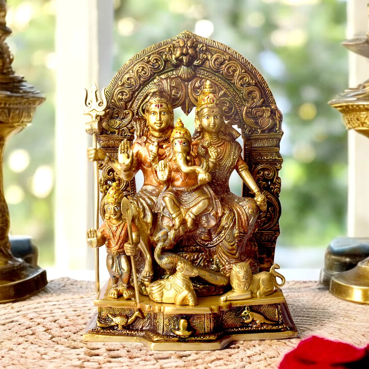 Brassaura® Sampurna Shiv Parivaar Brass Idol | Pure Brass | Height 11.6 Inches