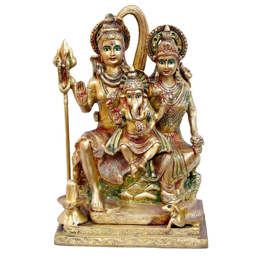Brassaura® Brass Shiv Parivaar Statue with Shivling & Nandi | Height 17.7 Inches