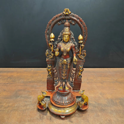 Brassaura® Goddess Lakshmi Brass Deepam Statue | Height 16 Inches & Weight 6 Kgs