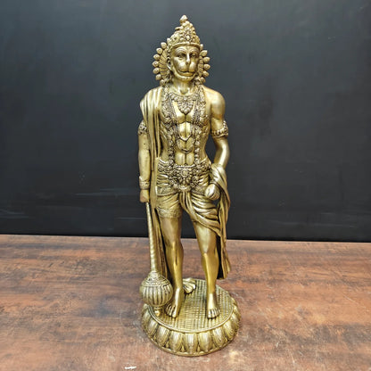 Brassaura® Standing Hanuman Brass Statue | Divine Devotion & Strength | Height 24 Inches & Weight 13 Kgs
