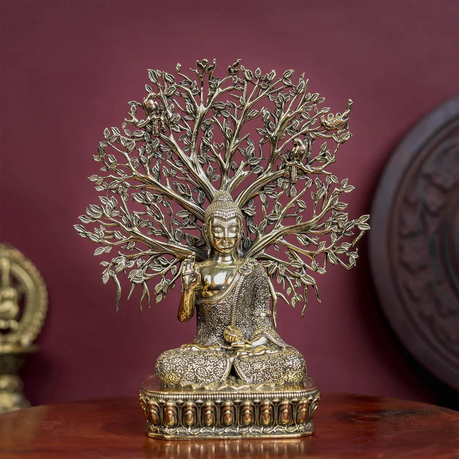Brassaura® Buddha Seated Meditation Idol with Antique Finish | Pure Superfine Brass Handcrafted Murti | Brass Statue for Home Temple, Pooja Room | Height 6.2 Inches | Weight 0.32 Kgs