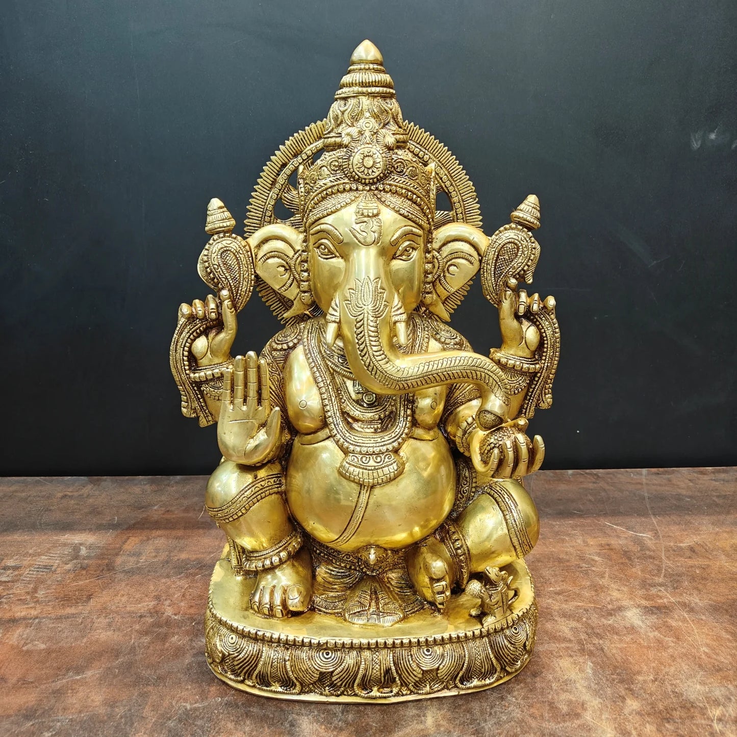 Brassaura® Handmade Brass Lord Ganesha Idol | Ganpati Murti for Home Temple, Pooja Room & Living Room Décor | Height 20 Inches | 23 Kg