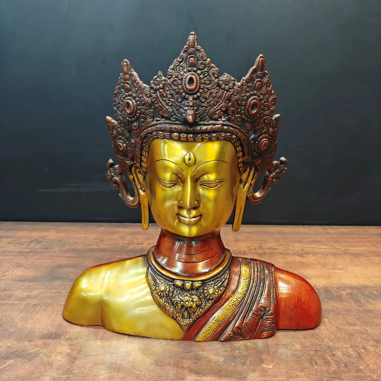 ब्रासोरा® वृंदावन वेणुगोपाल कृष्ण पीतल की प्रतिमा मोर के साथ | एंटीक नीला और सुनहरा रंग | ऊँचाई 20 इंच