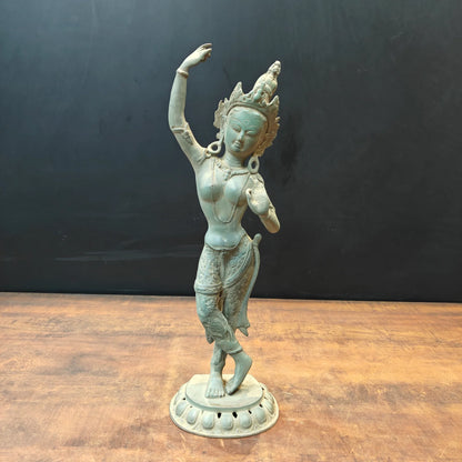 Brassaura® Brass Dancing Tara Statue | Handcrafted Goddess Tara Sculpture | Antique Brass Spiritual Home Décor Showpiece | Meditation & Temple Décor | Height 19.5 Inches | 4 Kg