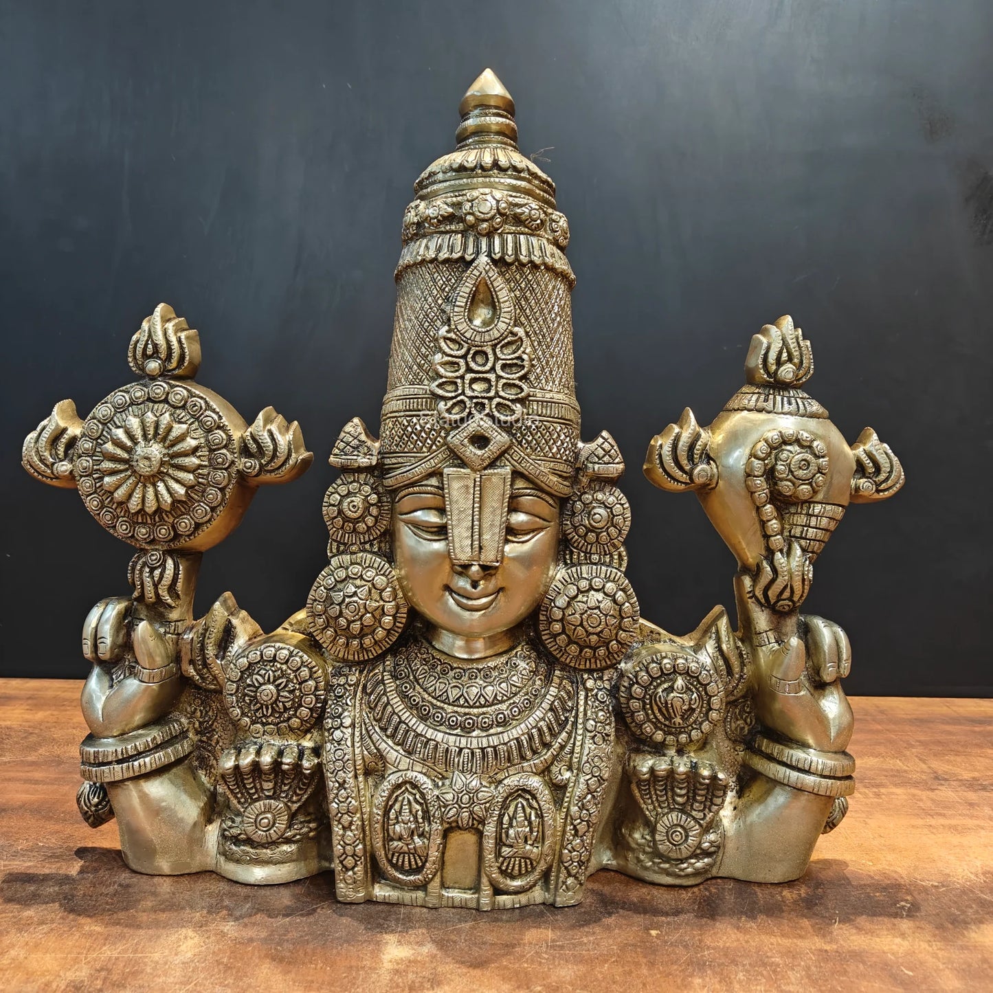 Brassaura® Lord Balaji Brass Bust Idol | Handcrafted Tirupati Venkateswara Statue for Home Temple, Spiritual Décor & Vastu | 19 Inches | 15 Kg