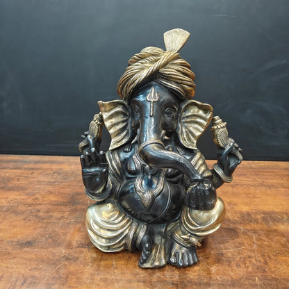 ब्रासोरा® वृंदावन वेणुगोपाल कृष्ण पीतल की प्रतिमा मोर के साथ | एंटीक नीला और सुनहरा रंग | ऊँचाई 20 इंच