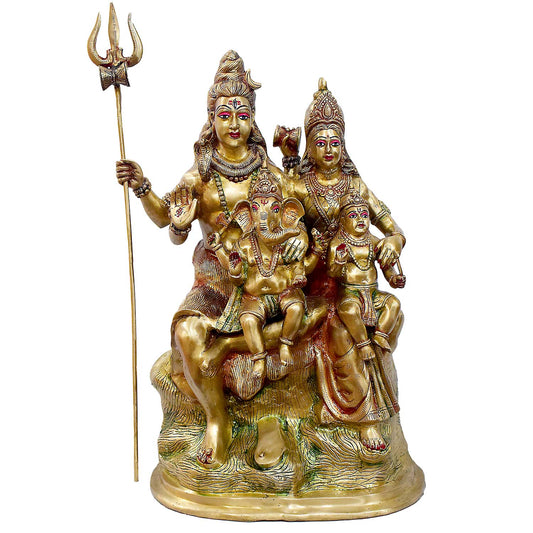 Brassaura® Brass Shiva Parivaar Statue with Trishul | Height 28 Inches