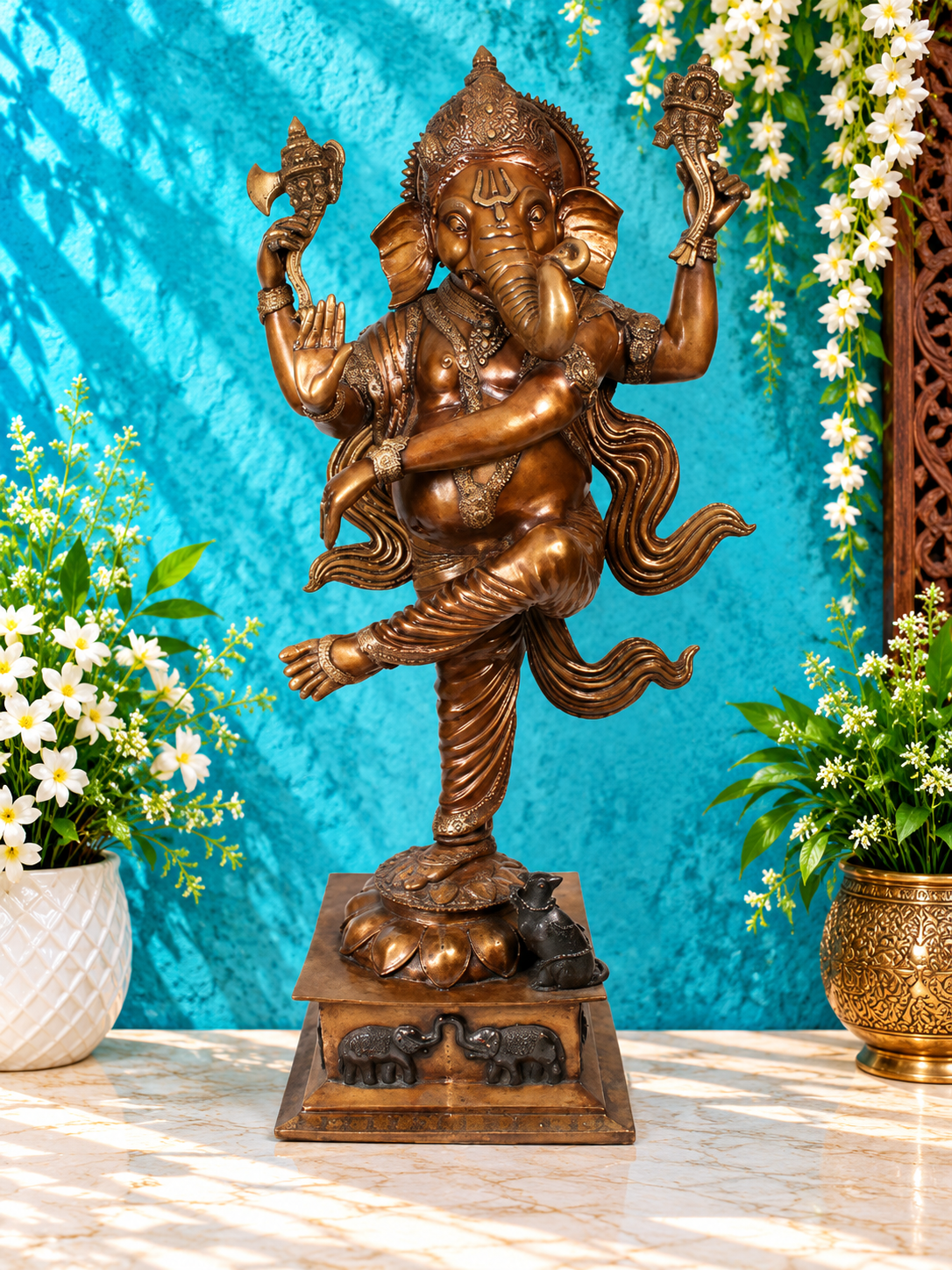 Brassaura® Dancing Ganesha Statue | Pure Brass | Height 73 Inches & Weight 162 kgs