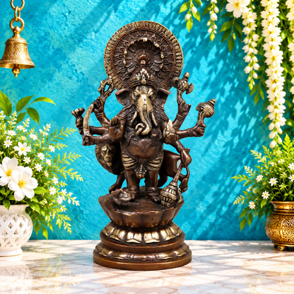 ब्रासोरा® वृंदावन वेणुगोपाल कृष्ण पीतल की प्रतिमा मोर के साथ | एंटीक नीला और सुनहरा रंग | ऊँचाई 20 इंच