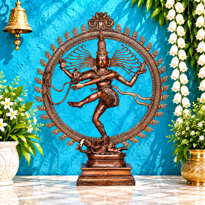 Brassaura® Nataraja Dancing Shiva Brass Statue | Two-Tone Finish | Height 72.8 Inches & Weight 175 Kgs