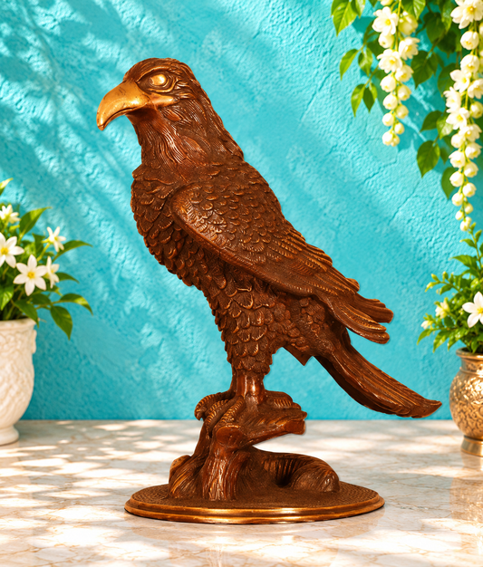 Brassaura® Majestic Eagle Brass Sculpture | Handcrafted Antique Finish Showpiece | Height 13.6 Inches & Weight 6 Kgs