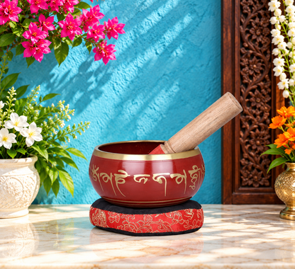 Brassaura® Brass Tibetan Buddhist Singing Bowl | Height 2.75 Inches | Weight: 700 Grams