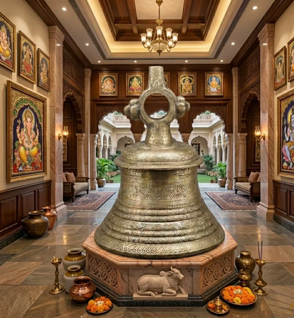 ब्रासोरा® वृंदावन वेणुगोपाल कृष्ण पीतल की प्रतिमा मोर के साथ | एंटीक नीला और सुनहरा रंग | ऊँचाई 20 इंच