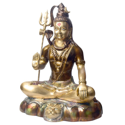 ब्रासोरा® वृंदावन वेणुगोपाल कृष्ण पीतल की प्रतिमा मोर के साथ | एंटीक नीला और सुनहरा रंग | ऊँचाई 20 इंच