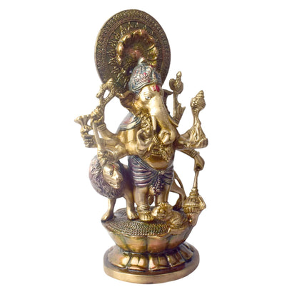 Brassaura® Brass Ganesh Idol Divine Presence for Prosperity | Height 11.6 Inches