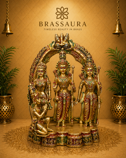 Brassaura® Brass Shree Ram Darbaar Murti with Shringar Peeth | Height 24 Inches